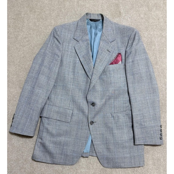 Vintage Anderson Little Suit Mens Medium Gray Wool Plaid 2 Piece Made USA 70s - Picture 2 of 16